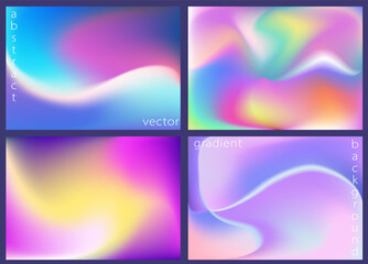 Fototapeta premium Collection of aesthetic holographic blur blend modern backgrounds. Great for social media stories, album covers, banners, templates for digital marketing