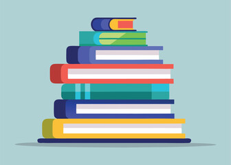 A simple and colorful illustration of a stack of books, perfect for educational materials, library websites, or back-to-school designs.