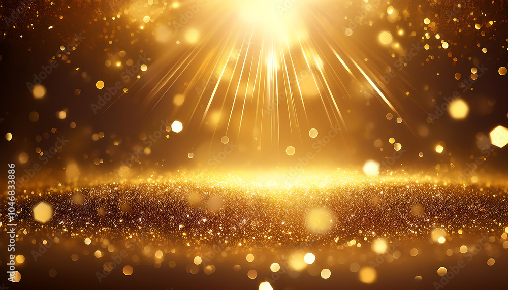 Aufkleber Golden light sparkles on a gold background with subtle sparkle effect._1(497)