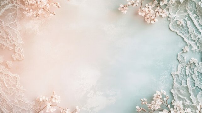 A vintage-style certificate border with delicate lace motifs and soft pastel colors