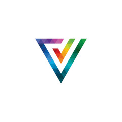 Colorful Triangle Letter V Logo design vector template