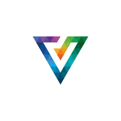 Colorful Triangle Letter V Logo design vector template