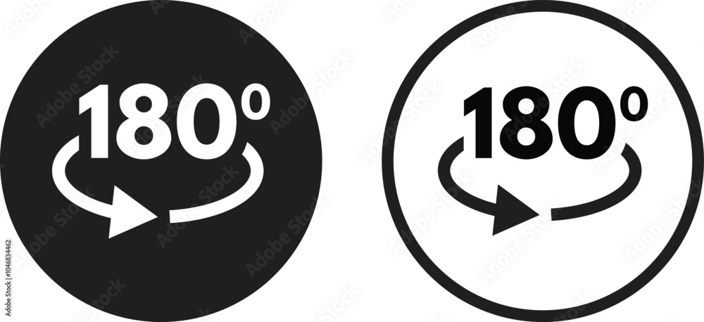 Poster 180 degree rotate icon set in two styles . arrow icon with 180 degree . vector illustration