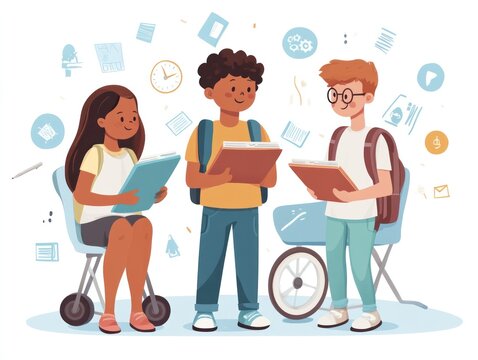 EdTech for inclusive education, a diverse classroom utilizing technology to support all learning abilities