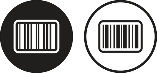 Barcode icon set in two styles . Barcode label icon on circle . Vector illustration
