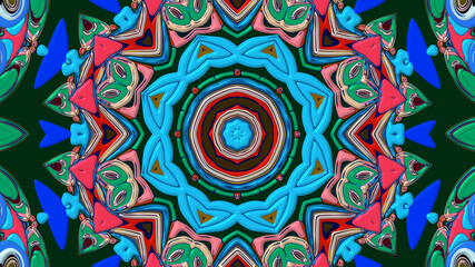 Abstract colorful psychedelic mandala kaleidoscope background pattern for a summer music festival