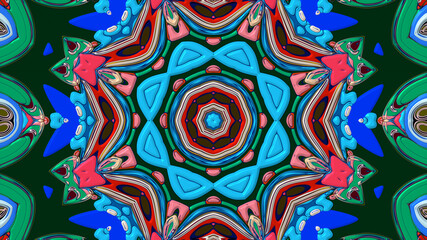 Abstract colorful psychedelic mandala kaleidoscope background pattern for a summer music festival