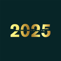 Happy New Year 2025 text design. Cover of business diary for 2025 with wishes. Brochure design template, card, banner. Vector illustration. Isolated on white background.