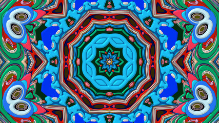 Abstract colorful psychedelic mandala kaleidoscope background pattern for a summer music festival
