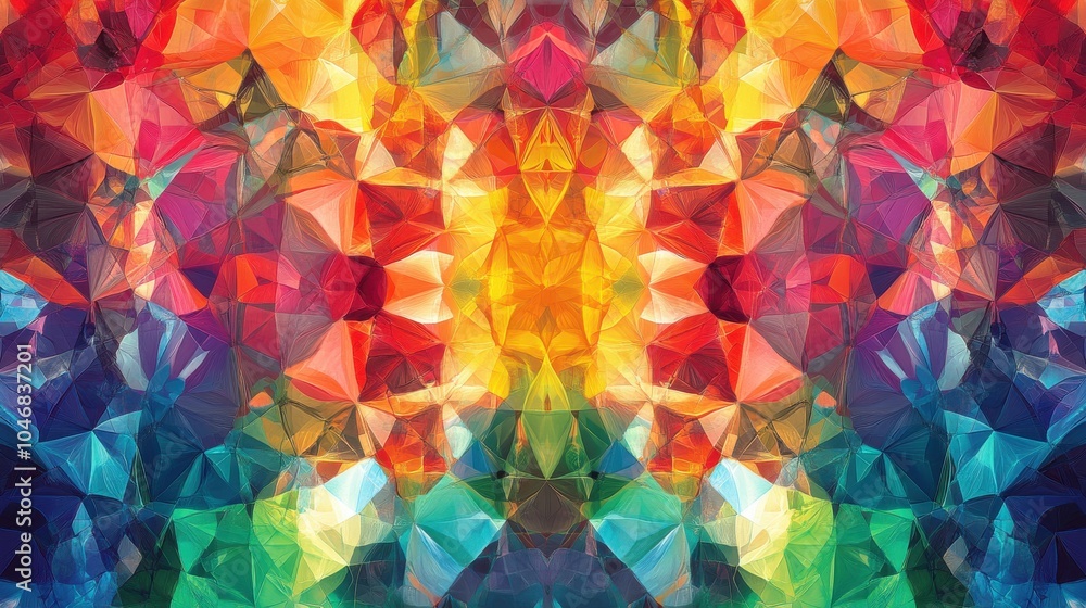 Poster colorful abstract patterns with a kaleidoscope effect