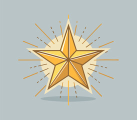 A classic, retro-style logo featuring a golden star with radiating sunbeams, perfect for vintage-inspired designs or businesses.