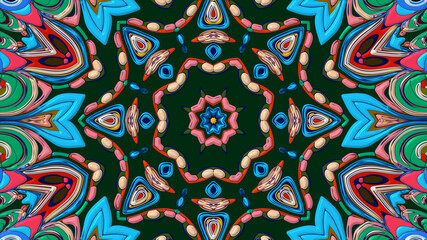 Abstract colorful psychedelic mandala kaleidoscope background pattern for a summer music festival