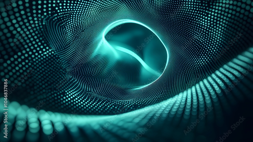 Poster abstract green light spiral twisted lines with artistic pattern background.