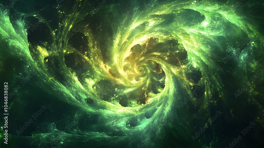 Poster 
Abstract green light Spiral Twisted Lines with artistic pattern Background.