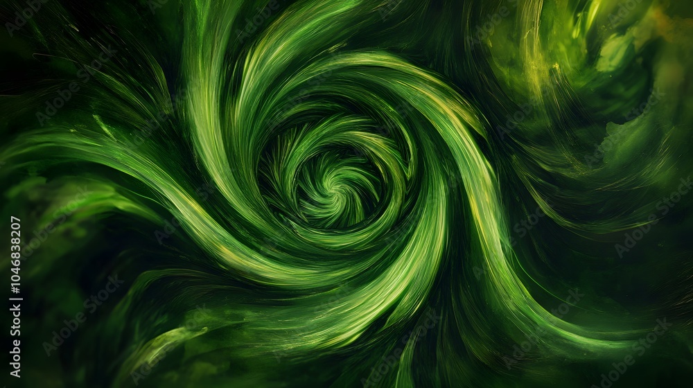 Poster abstract green light spiral twisted lines with artistic pattern background.