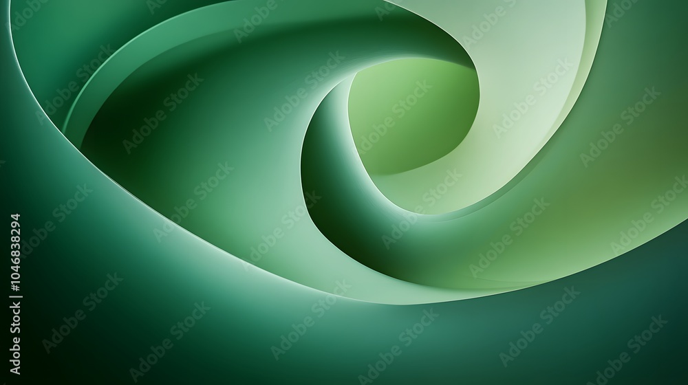 Poster abstract green light spiral twisted lines with artistic pattern background.