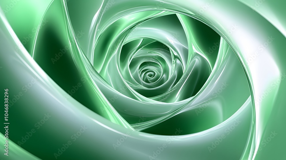 Poster abstract green light spiral twisted lines with artistic pattern background.
