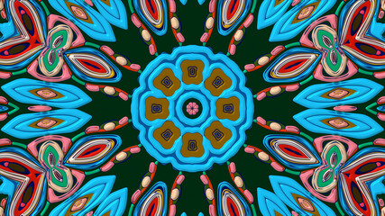 Abstract colorful psychedelic mandala kaleidoscope background pattern for a summer music festival