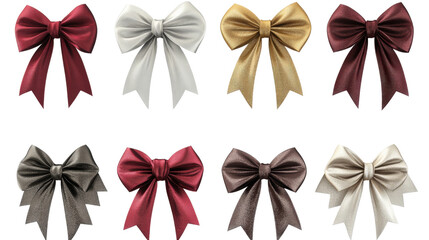 A row of bows with different colors and sizes