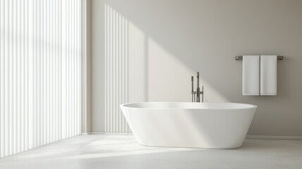 Fototapeta premium Modern Bathroom with Natural Light and Minimal Design