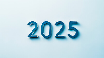2025 in blue: minimalist modern design with elegant typography on light background