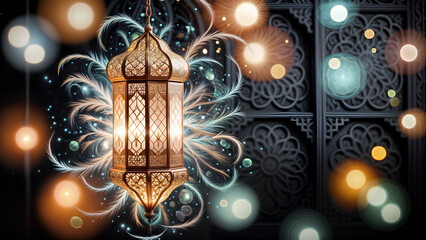 Arabic lantern of ramadan celebration background