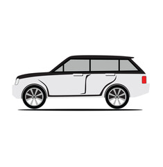 Fototapeta premium Car icon flat, Europe Suv on white background
