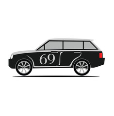Car icon flat, Europe Suv on white background