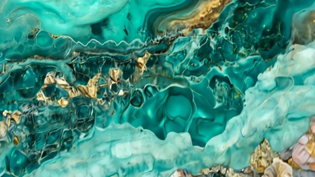 Abstract turquoise and gold marble pattern
