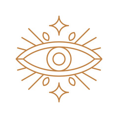 Minimal magic all seeing eye icon vector illustration, magic eye , celestial and mystical eye elements icon vector in lineal color style
