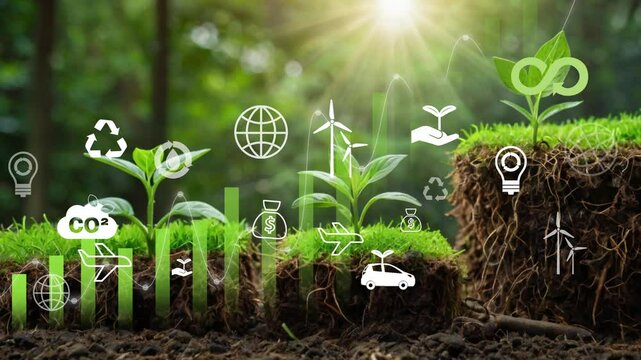 Circular economy concept for future business growth and environmental sustainability and reduce pollution for future business and environmentEliminate waste and pollution.Circulate products and materi