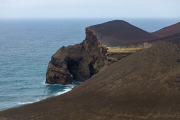 Amazing cliffs and ocean view at Fayal island Azores Portugal