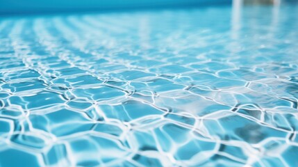 A calm swimming pool scene with sparkling blue water