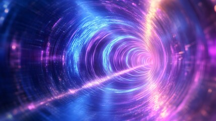Obraz premium Blue and violet fractal tunnel. Big data, abstract glowing background