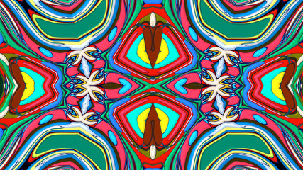 Abstract colorful psychedelic mandala kaleidoscope background pattern for a summer music festival