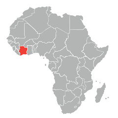 Equatorial Ivory Coast in Africa on white background