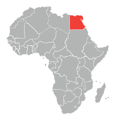 Map of Egypt in Africa on white background