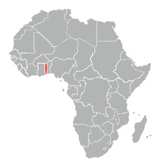 Map of Togo in Africa on white background