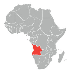 Map of Angola in Africa on white background