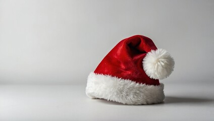 A red Santa hat with a white pompom, Christmas, Holidays, isolated, white background, Generative AI