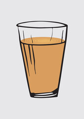 Indian tea in glass cup illustration drawing vector. 