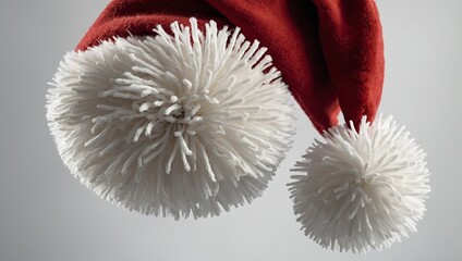 A red Santa hat with a white pompom, Christmas, Holidays, isolated, white background, Generative AI