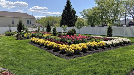 Colorful Flower Garden in Bright Sunshine