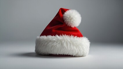 A red Santa hat with a white pompom, Christmas, Holidays, isolated, white background, Generative AI