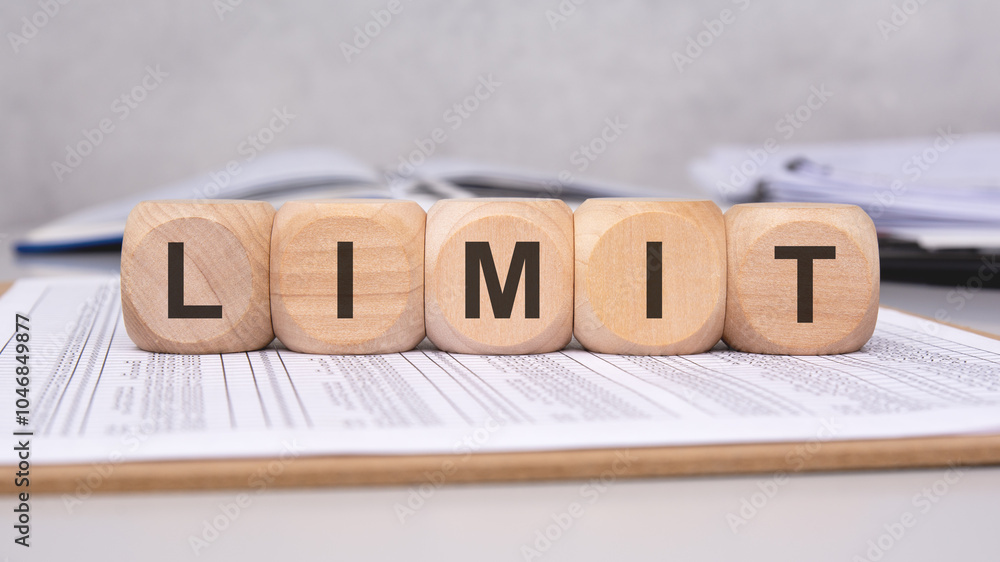 Poster exploring the limit concept using wooden blocks as tools on various documents and reports