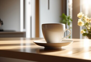 Fototapeta premium sleek minimalist coffee cup modern table creating serene atmosphere contemporary design, aesthetic, arrangement, art, bright, ceramic, chic, clean