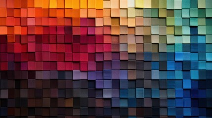 Fototapeta premium A full set of colorful fabric swatches arranged neatly on a flat surface,