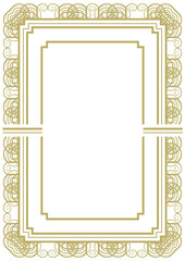 Golden vintage frame A4 size with classic ornament in art deco style. Version 3. Vector illustration
