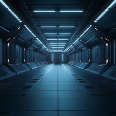 Naklejka premium Empty dark room, Modern Futuristic Sci Fi Background. 3D illustration