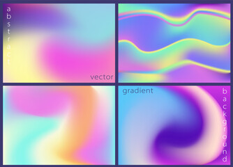 Collection of aesthetic holographic blur blend modern backgrounds. Great for social media stories, album covers, banners, templates for digital marketing